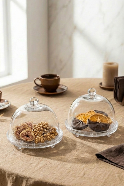 hapeed Niko Model Medium Size Glass Cake Pan and Presentation Dish Set of 2