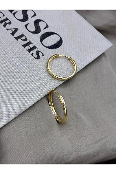 Hedef Bijuteri Gold Color Basic Round Hoop Earrings Cm145
