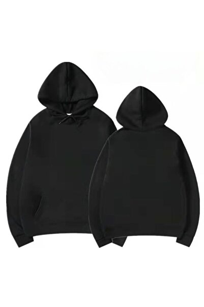 ELNOYA سويت شيرت مريح بأكمام طويلة للجنسين باللون الأسود مطبوع مكون من 3 خيوط...