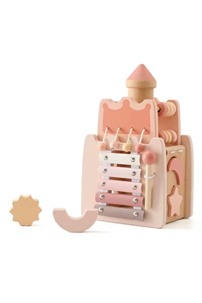 Denn Store Jucărie Montessori din lemn 5în1 „Castel” – centru activități, xil...