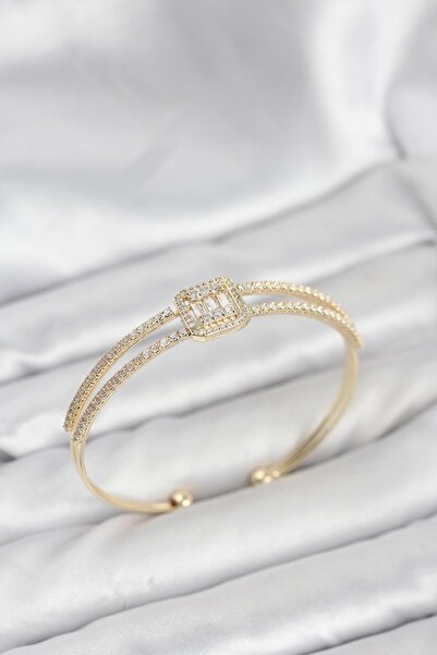 Inure Jewelry Brass Gold Color Baguette Model Women's Bracelet