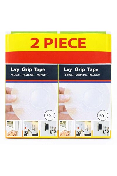 Generic مجموعة شريط لاصق LVY Grip - قطعتان | شريط لاصق نانو قوي قابل لإعادة ا...