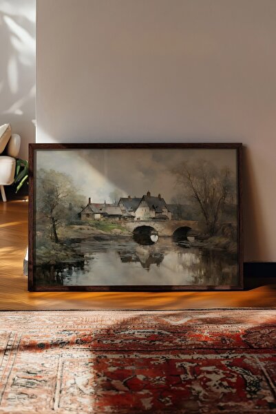 Postifull Tablou vintage, poster cu rama maro, decor de perete vintage