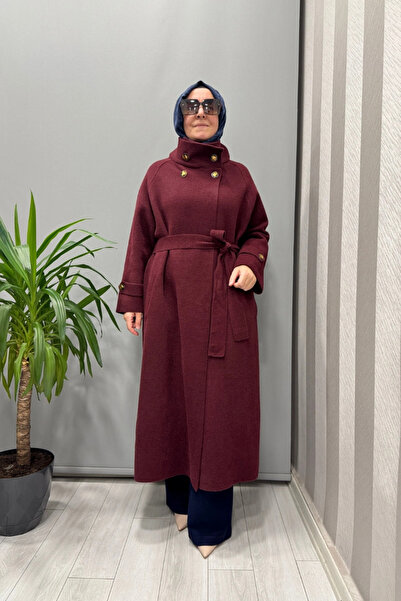 Ghisa Anvelop Mock Neck Coat Plum 26Kgskbn6550