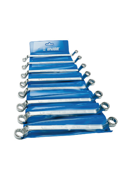 Unior Set de chei inelare dublu cotite in husa de plastic 8 PIESE