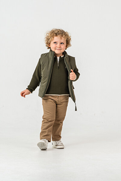 LUCY EXCLUSİVE Khaki 4-Piece Knitwear (Pants; T-Shirt; Sweater; Vest) Holiday...