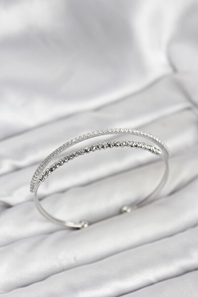 Inure Jewelry Dorika Model Brass Silver Color Women's Bracelet