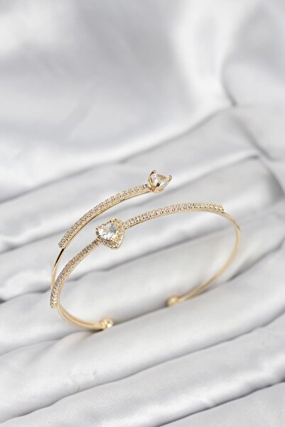 Inure Jewelry Heart Model Brass Gold Color Women's Bracelet