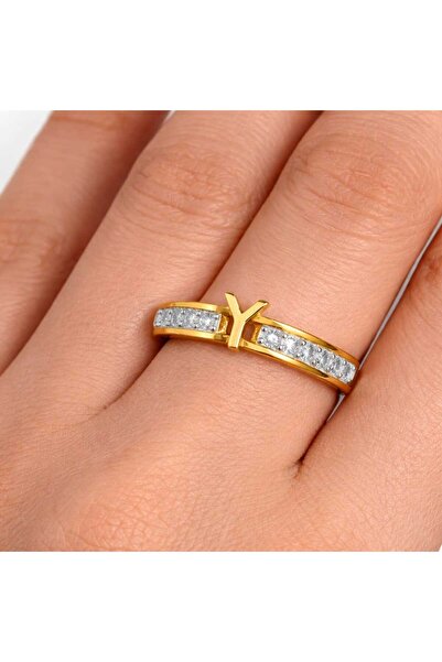 Bittox Women's Letter Ring-Stone Inlaid Gold Color Elegant Luxury Letter Ring...