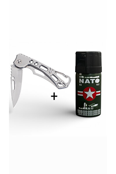 ASNEOSS Paslanmaz Çelik Cep Çakısı ve 50ml Biber Gaz