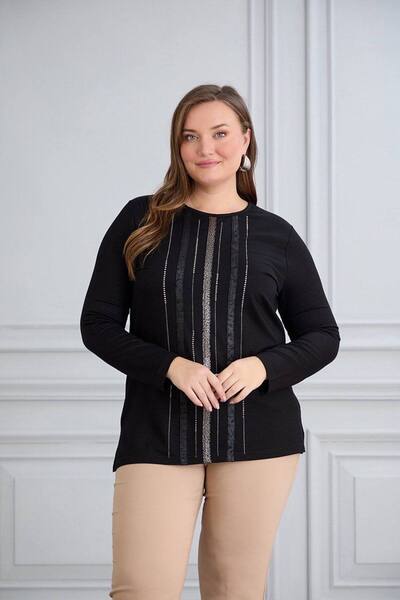 TUSSE Елегантна жіноча блуза з камінням, віскоза, класична, великий розмір