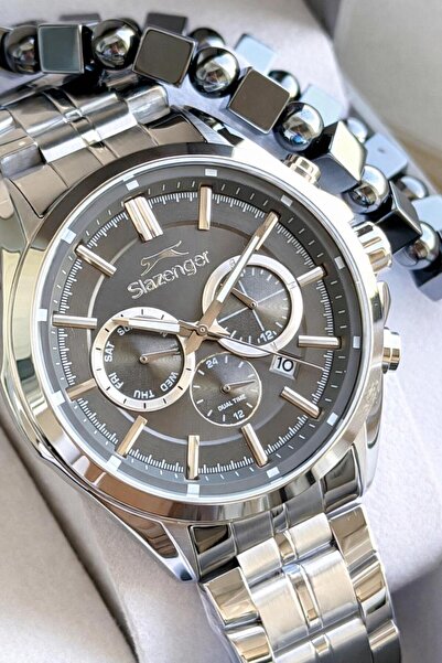 Slazenger Steel Cord Internal Functions Active 10 Atm+Men's Wristwatch with B...