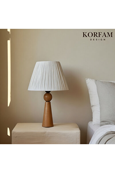 KorFam White raffia headed wooden lampshade