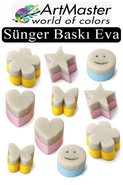 Artmaster Sünger Eva Baskı Seti 10 lu 1 Paket Sünger Baskı Eva Şekilli Sünger...