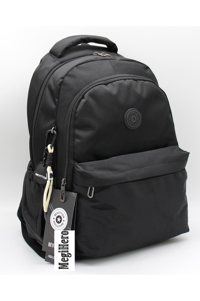 MegiHero 2200 Water Resistant Fabric School Bag Unisex School Backpack Black