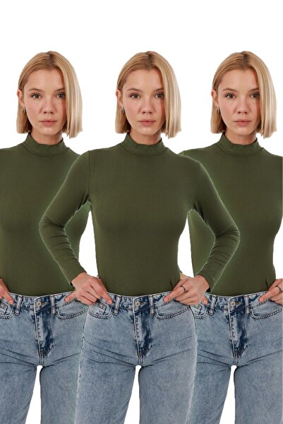 Ventuno Giyim 3-Piece Advantage Pack Set Women's Long Sleeve Half Turtleneck ...