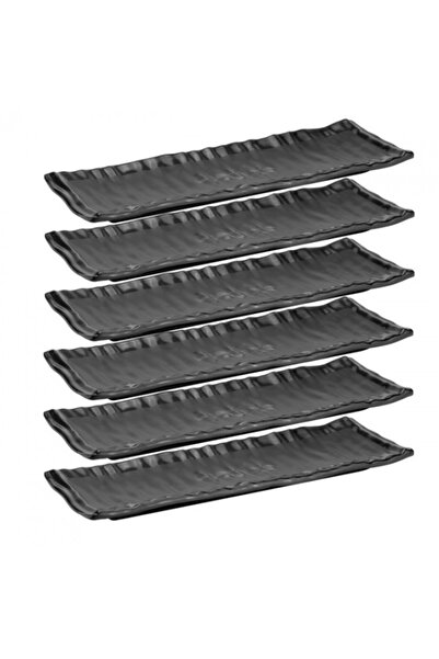 Raki Set of 6 melamine plates/platter SHIBUI rectangular for sushi 33x10xh2.4cm