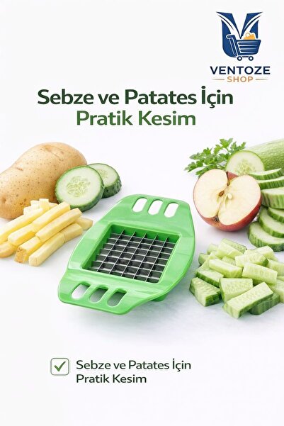 Ventoze Pratik Patates Soğan Dilimleme Aleti Cips Doğrayıcı | El Tipi Sebze M...