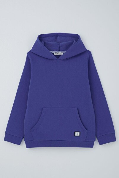 Breeze Girl's Sweatshirt with Kangaroo Pocket and Emblem, Age 4-8, Cobalt Blue