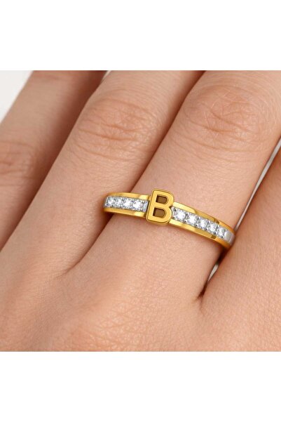 Bittox Women's Letter Ring-Stone Inlaid Gold Color Elegant Luxury Letter Ring...