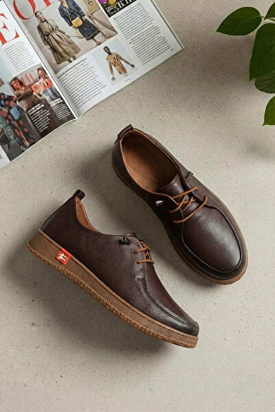 Ayakkabı Fuarı Elit Asscl11124 Women's Genuine Leather Casual Shoes Brown