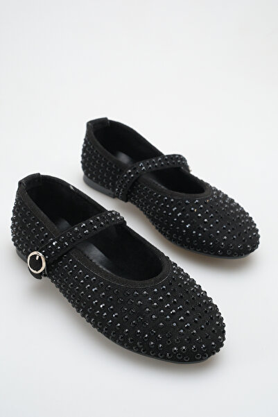 meyra'nın ayakkabıları Kadın Taşlı Babet Siyah