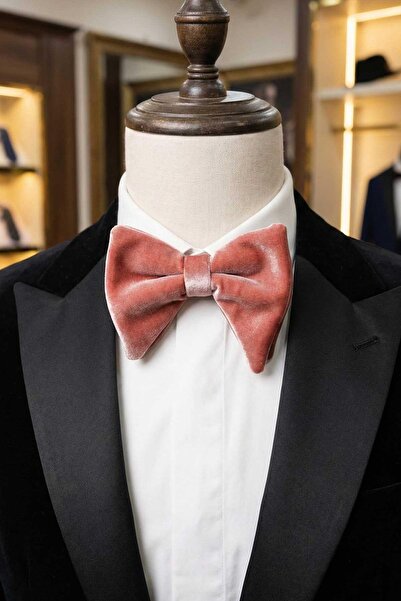 Kravatkolik Papion mare roz din catifea P1999