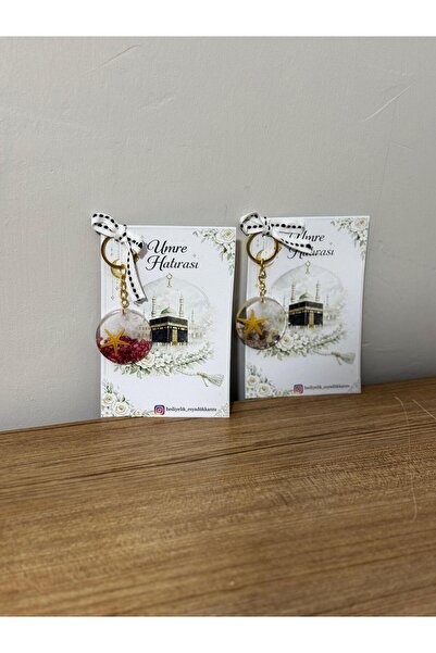 ÖOA 15 ADET Epoksi Hediyelik Kartlı Anahtarlık Kabe Resimli Hac ve Umre Hatırası