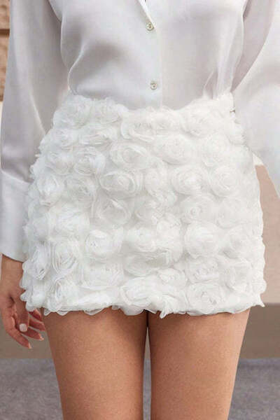 StreetWear Outlet Short Elegant Skirt with 3D Roses