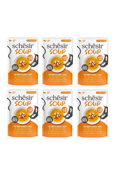 Schesir Soup Ton Balıklı ve Balkabaklı Yetişkin Kedi Çorbası Pouch 40 Gr. X 6...