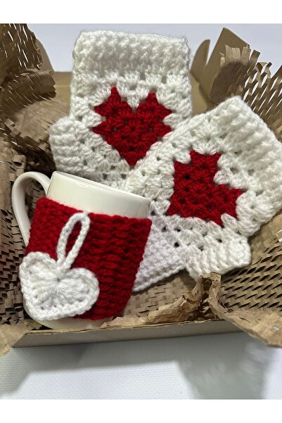 pun dore Sevgiliye Özel Hediye Seti | El Yapımı Eldiven Kupa ve Kupa Kılıfı |...