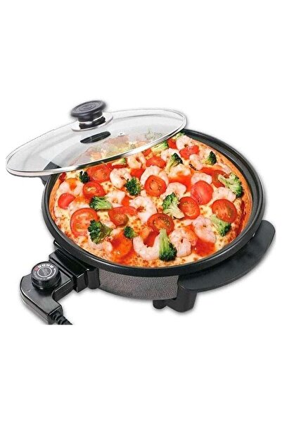 LC Extra Large 40cm Electric Pizza Pan with Adjustable Temperature and Glass Lid