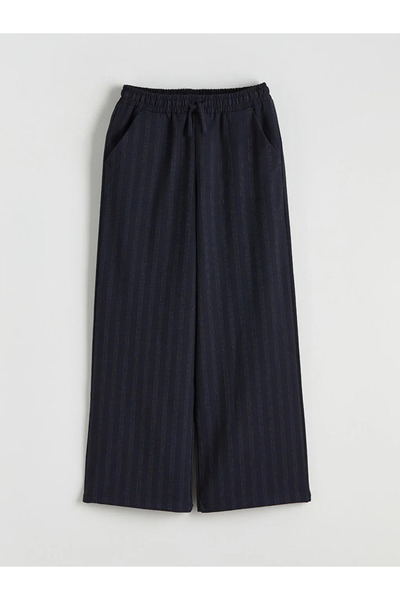 LC Waikiki Lcw kids navy blue elastic waist striped girl's pants