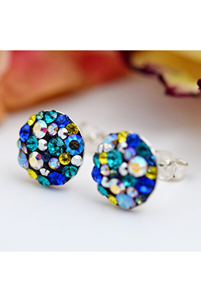 OEM Handmade Chaton Ball Multicolor Earrings - 925 Silver