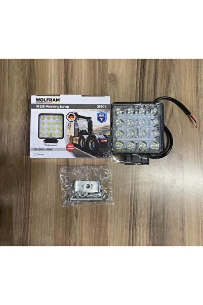 WOLFRAM LED KARE ÇALIŞMA LAMBASI 16 LED 12/24V 48W E-BELGELİ (31909)