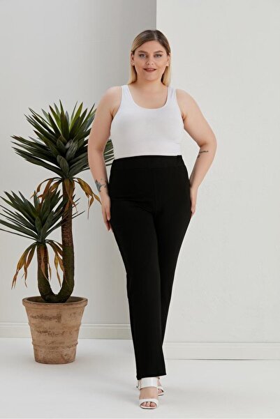 TUSSE Елегантні жіночі штани з еластичним поясом, однотонні, великого розміру...