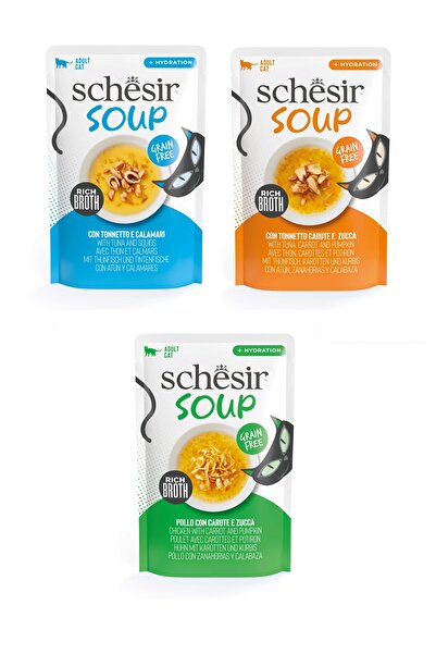 Schesir Soup 3 Çeşit Karma Yetişkin Kedi Çorbası Pouch 40 Gr. X 3 Adet