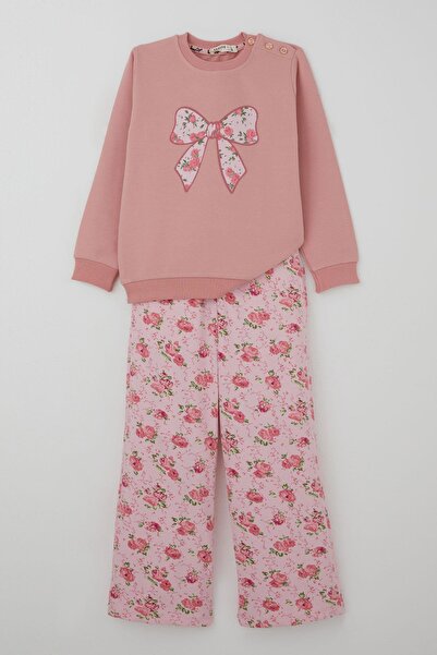 Breeze Girl's Tracksuit Set Bow Printed Pants Floral Pattern 1.5-5 Years Old,...