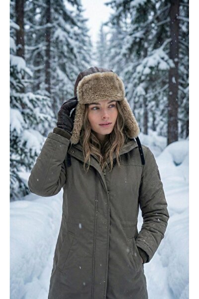 LAGRANZE قبعة شتوية نسائية فاخرة مبطنة بالفرو مع سماعات أذن