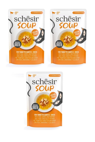 Schesir Soup Ton Balıklı ve Balkabaklı Yetişkin Kedi Çorbası Pouch 40 Gr. X 3...