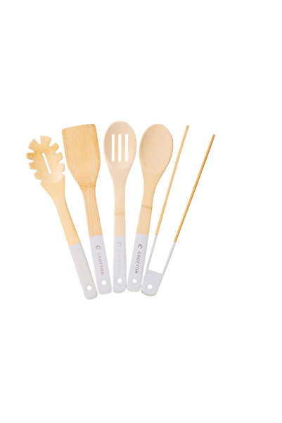 CROFTON Crofton 5-piece kitchen utensil set, bamboo, natural, blue