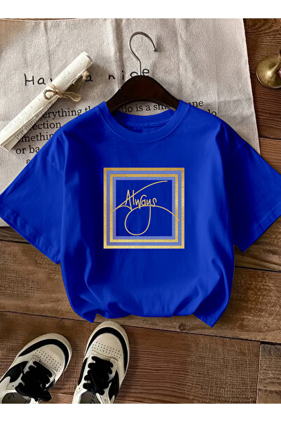 caddekombin Women's Always Slogan Gold Framed Cobalt Blue T-Shirt