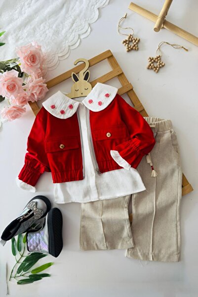 Minigimin Cicileri Set de 3 piese pentru fetiță cu jachetă cu detalii brodate...