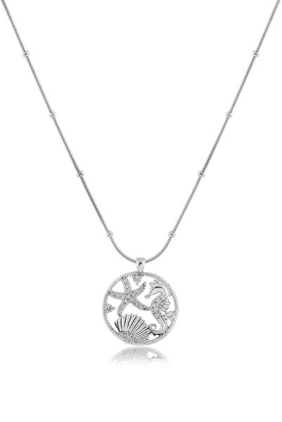 zelvona قلادة فولاذية فضية 45 سم