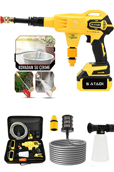 Sataok Kömürsüz Şarjlı Oto Yıkama Makinesi Çift Akülü Bahçe Yıkama Makinasi a...