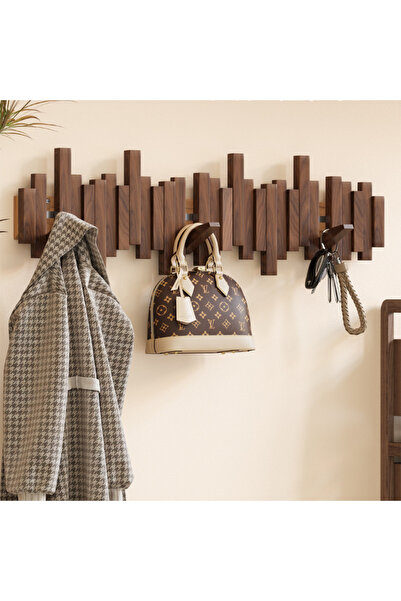 Dasbo Hanger - Wall Mounted Clothes Rack Made of Solid Wood with 3 Hidden Hoo...