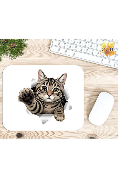Eylül Design Three-Dimensional Cat Themed Colorful Printed Special Design Rec...