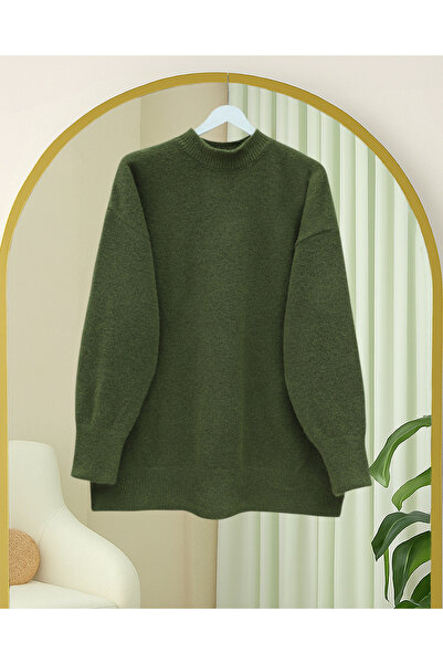Modamorfo Half-Throated Soft Casual Knit Sweater - Khaki