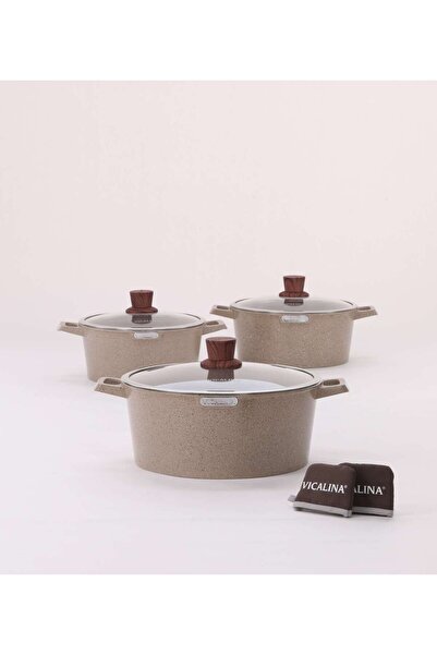 aljahwari 6-piece granite cookware set with glass lid