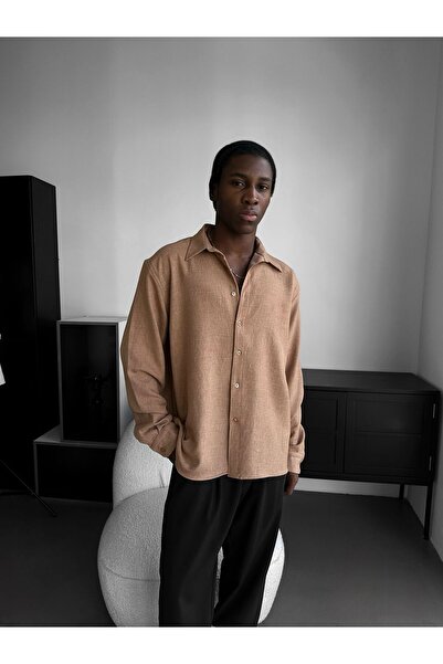 elkumoda Men's Oversized Plain Linen Blend Shirt Comfortable Fit Long Sleeve ...